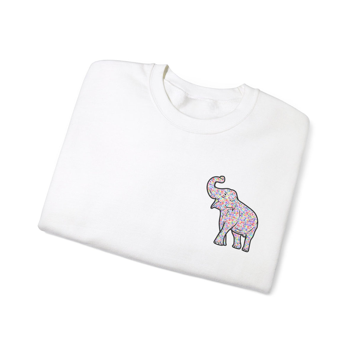 Elephant Outline Fidel Alphabets Unisex Heavy Blend™ Crewneck Sweatshirt