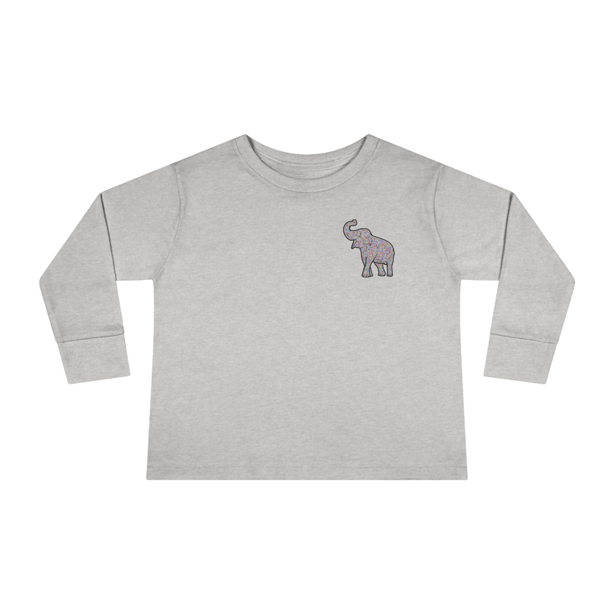 Elephant Fidel Alphabets Toddler Long Sleeve Tee