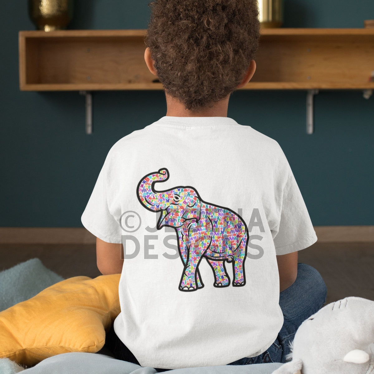 Elephant Fidel Alphabets Toddler's Fine Tee