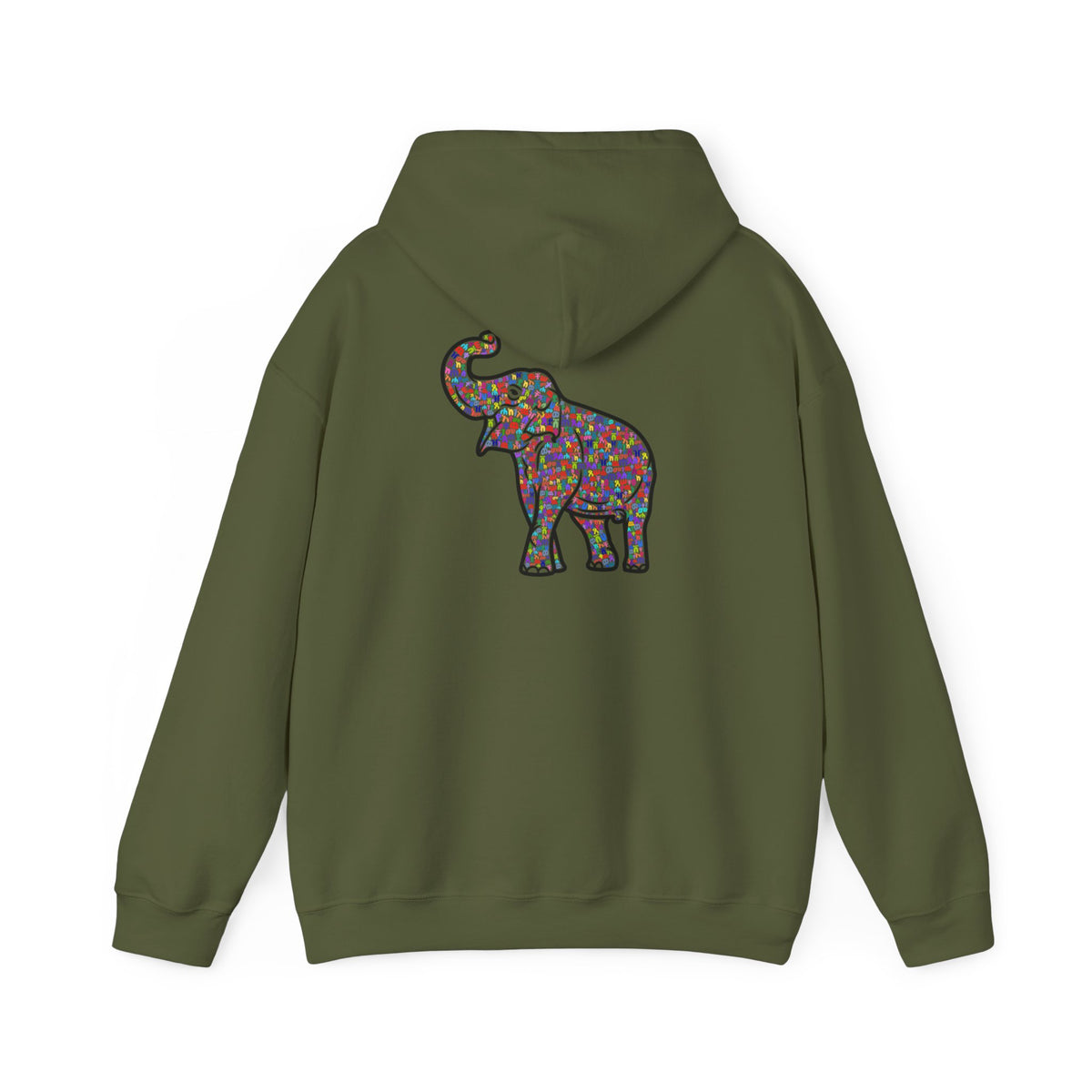 Elephant Outline Fidel Alphabets Women's Heavy Blend™ Hooded Sweatshirt
