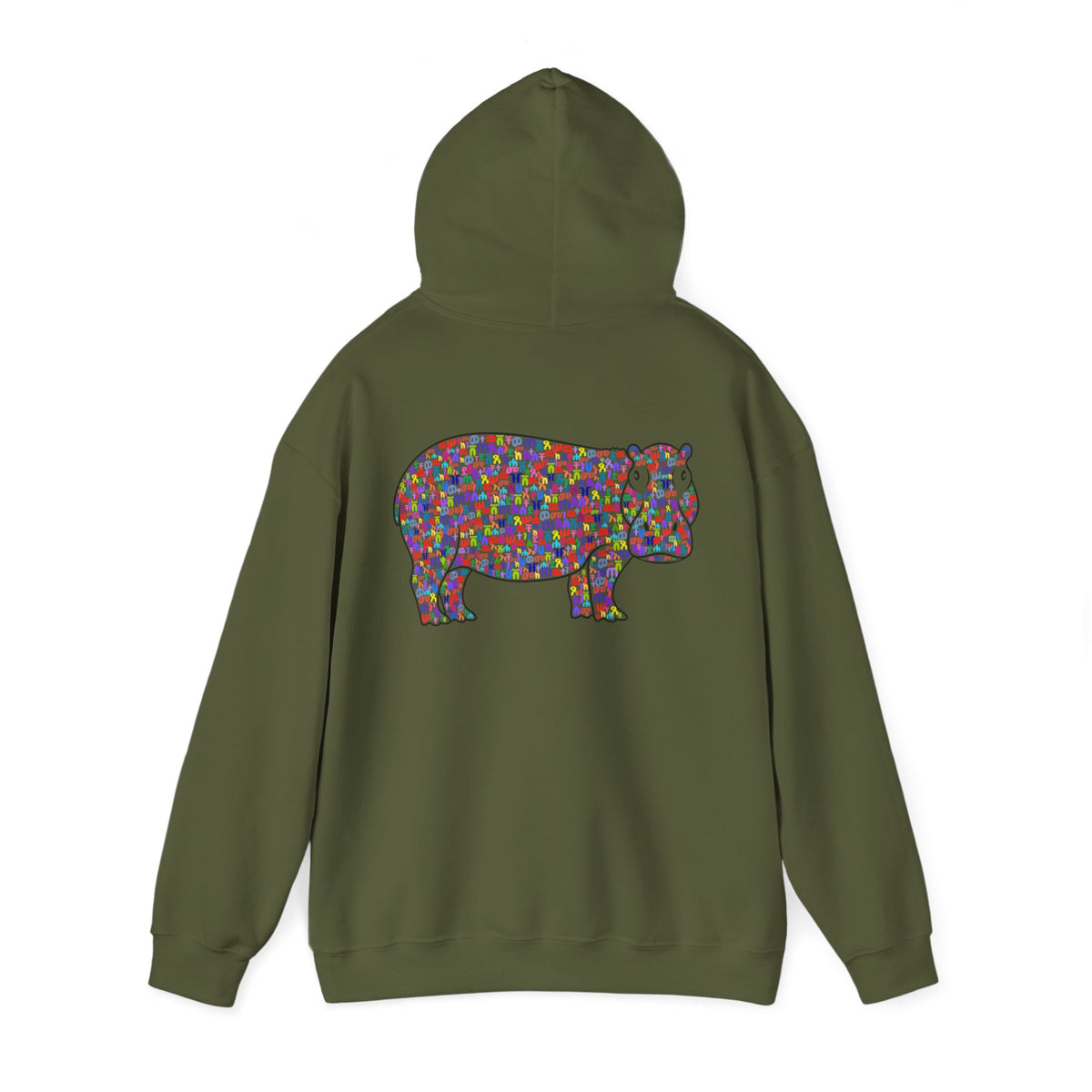 Hippo Outline Fidel Alphabets Women's Heavy Blend™ Hooded Sweatshirt