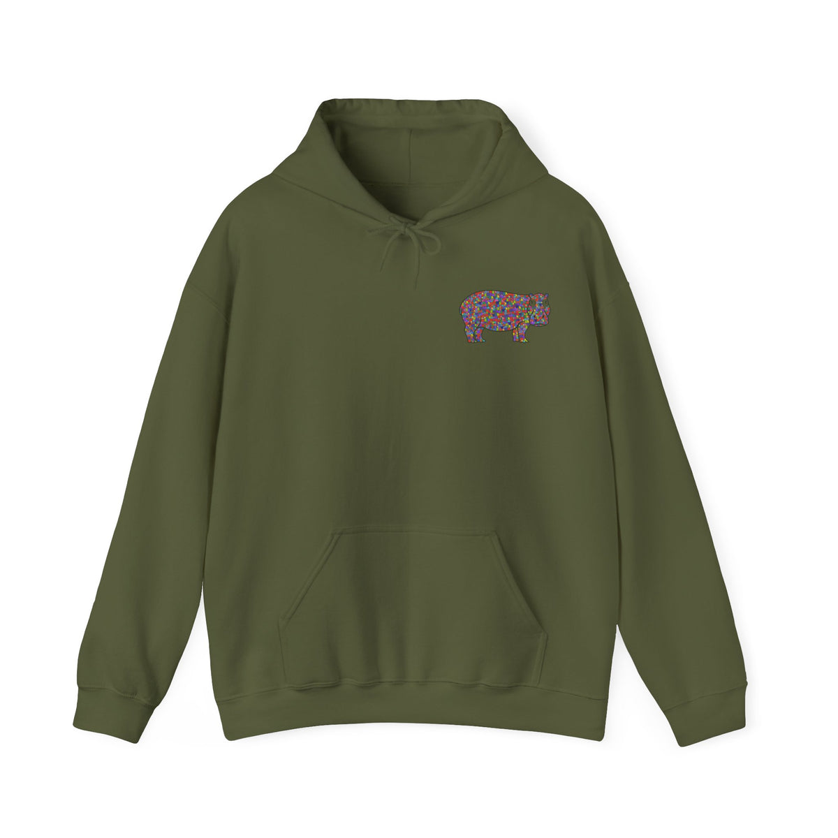 Hippo Outline Fidel Alphabets Women's Heavy Blend™ Hooded Sweatshirt